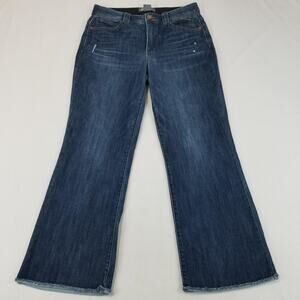 Democracy Jeans Womens 12 Blue Ab Technology Bootcut Raw Hem Stretch Denim